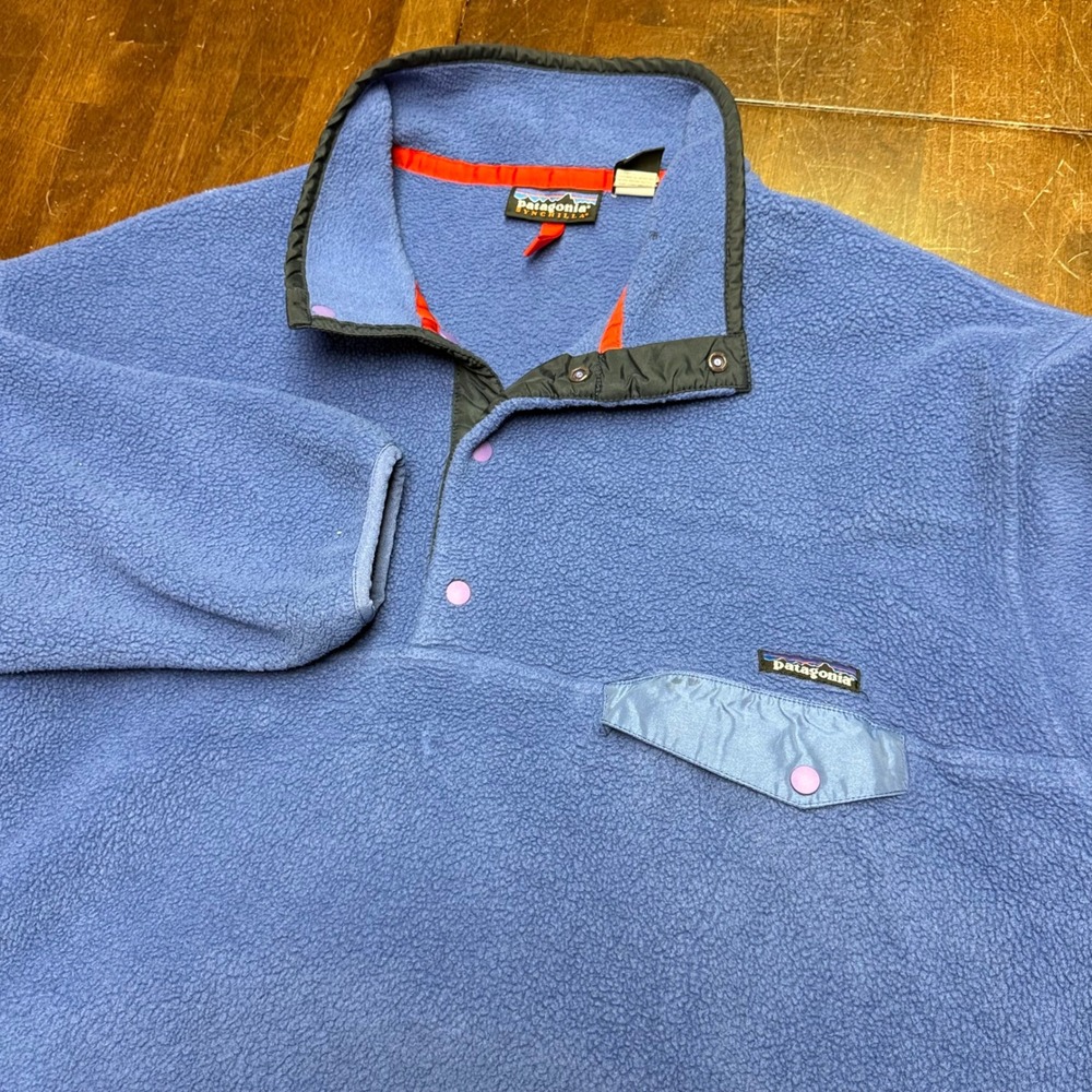 Vintage Patagonia Synchilla Fleece Pullover Mens XL Blue Snap-T Pocket USA Made